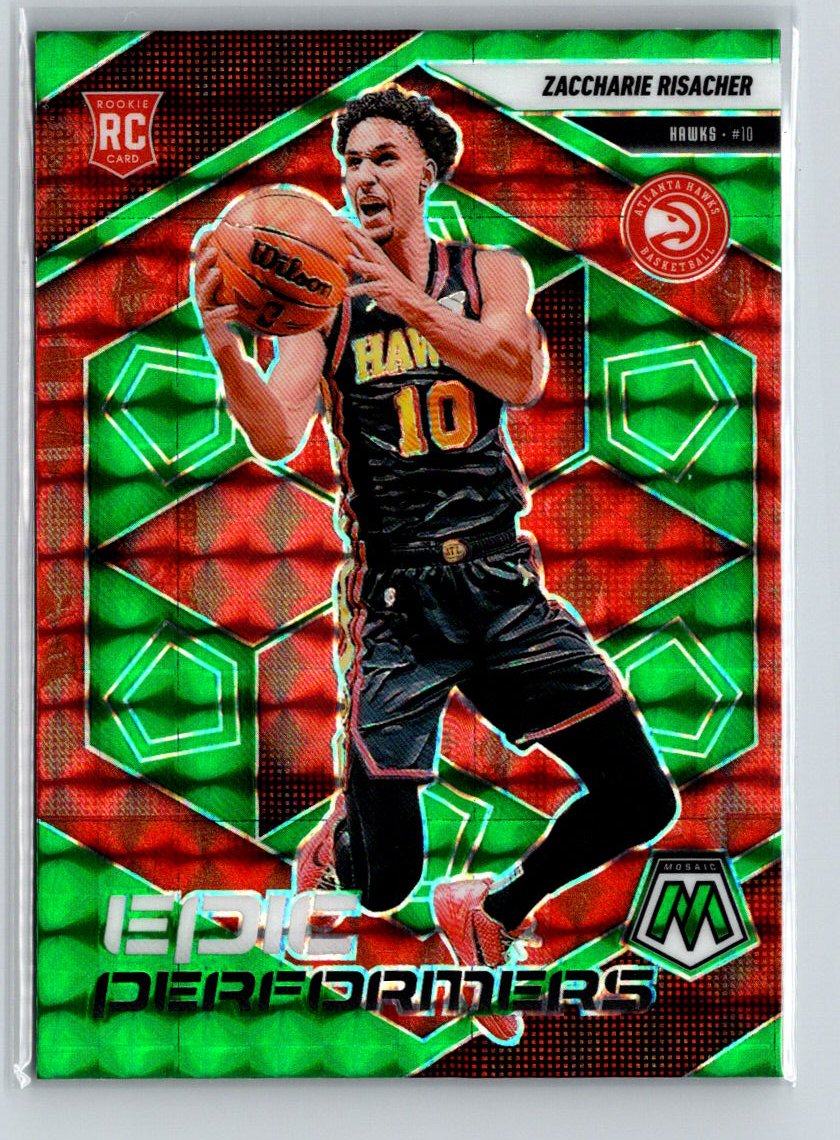 2024-25 Panini Mosaic #11 Zaccharie Risacher Epic Performers Mosaic Green E9
