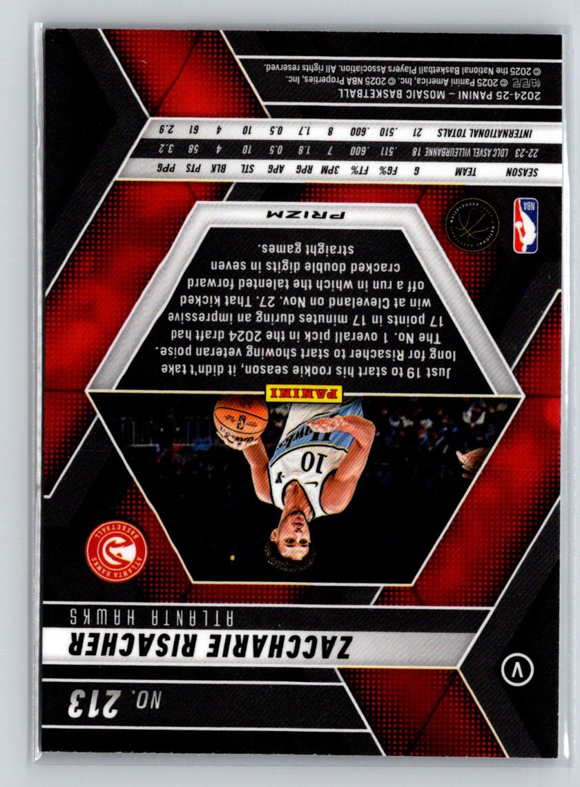 ZACCHARIE RISACHER 2024 Panini Mosaic #213 Fast Break Silver Disco Variation