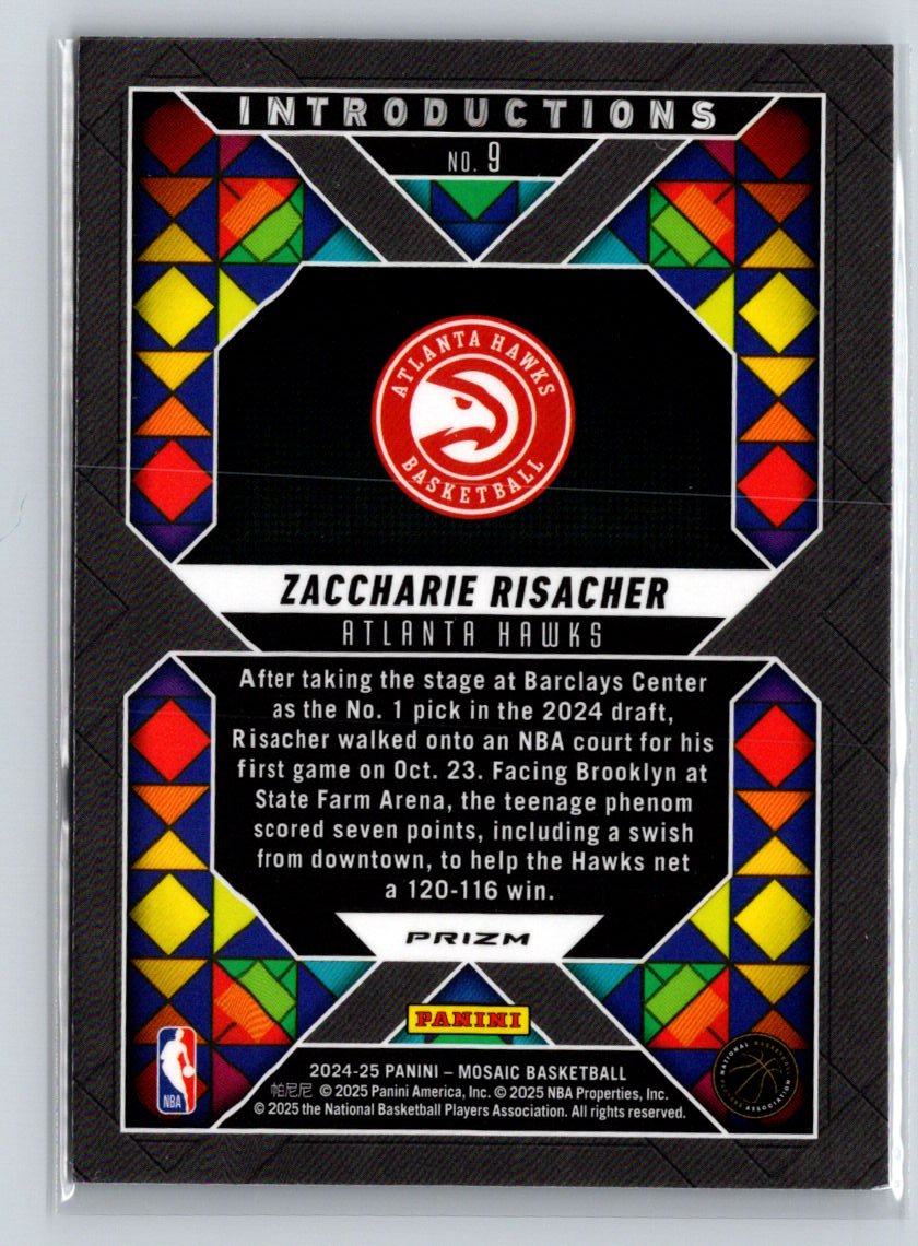 2024-25 Panini Mosaic #9 Zaccharie Risacher Introductions Fast Break E9