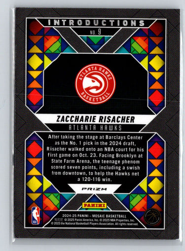 2024-25 Panini Mosaic #9 Zaccharie Risacher Introductions Fast Break E9