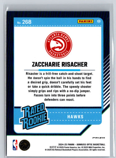 2024-25 Donruss Optic #268 Zaccharie Risacher Blue Velocity E9