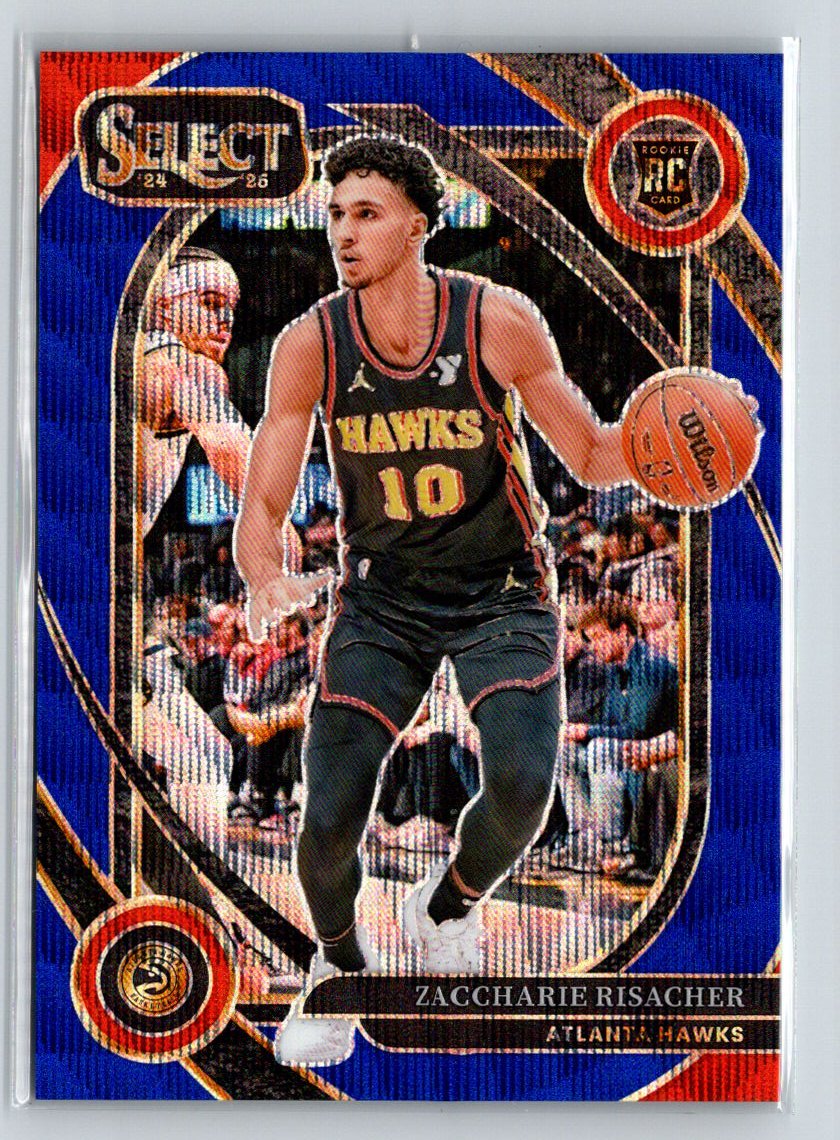 2024-25 Panini Select #289 Zaccharie Risacher Blue Wave Prizm #/75 E9