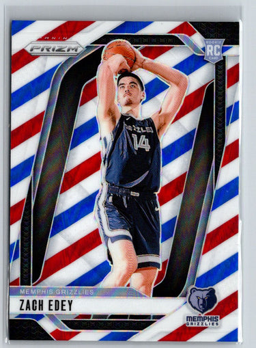 2024-25 Panini Prizm #249 Zach Edey Prizms Red White and Blue E9