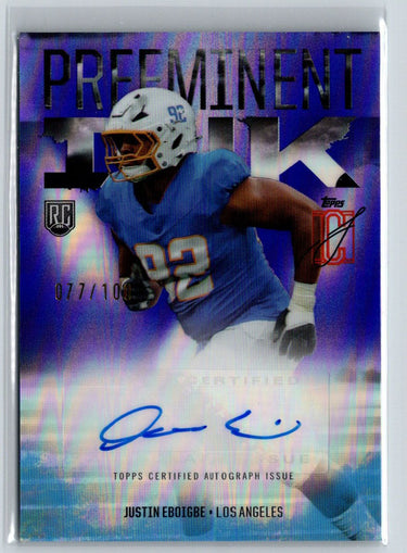 2024 Topps Signature Class #PI-JEB Justin Eboigbe Auto Purple Refractor #/100 E9