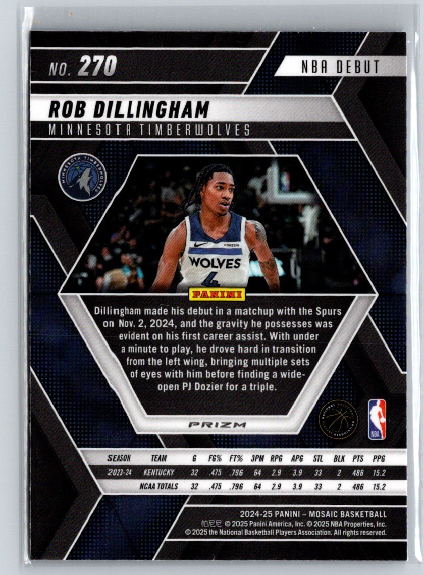 2024-25 Panini Mosaic #270 Rob Dillingham Reactive Blue Mosaic E10