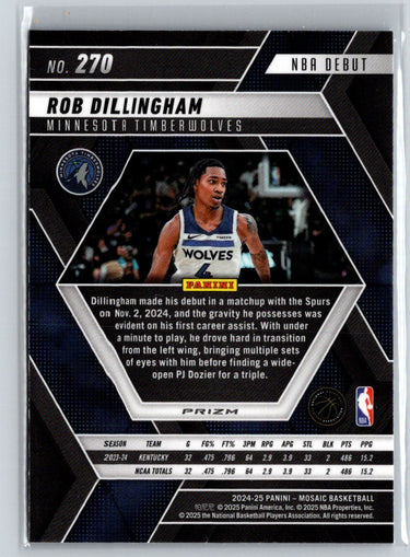 2024-25 Panini Mosaic #270 Rob Dillingham Reactive Blue Mosaic E10