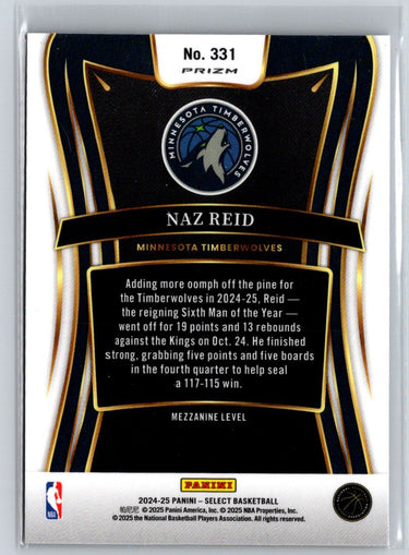 2024-25 Panini Select #331 Naz Reid Blue Prizm E10