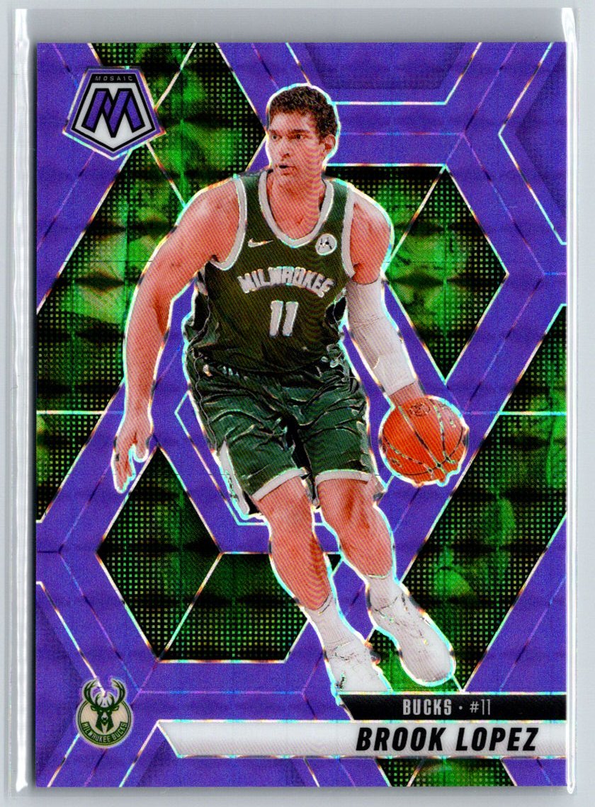 2024-25 Panini Mosaic #45 Brook Lopez Purple Fluorescent Mosaic #/249 E10