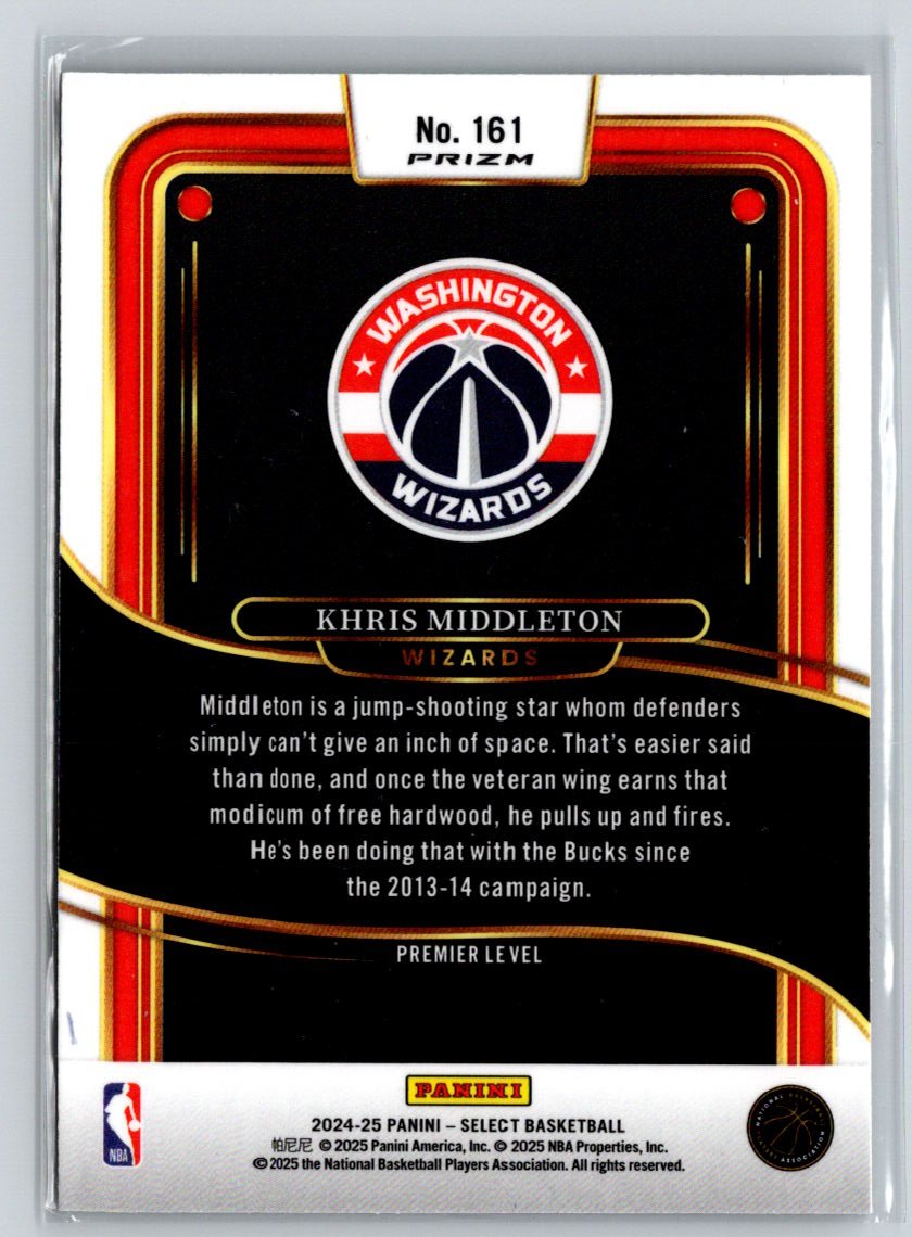 2024-25 Panini Select #161 Khris Middleton Tri-Color Prizm E10
