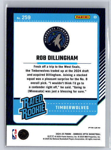 2024-25 Donruss Optic #259 Rob Dillingham Hyper Pink E10