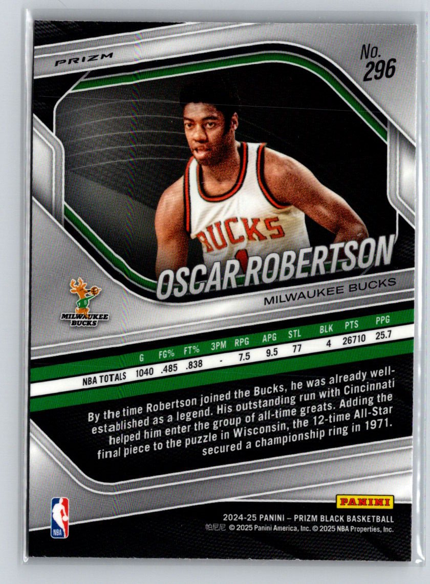 2024-25 Panini Prizm Black #296 Oscar Robertson Ruby Wave E10