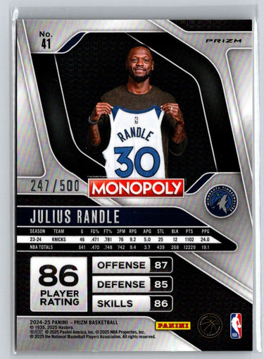 2024-25 Panini Prizm Monopoly #41 Julius Randle Gold Shimmer /500 E10
