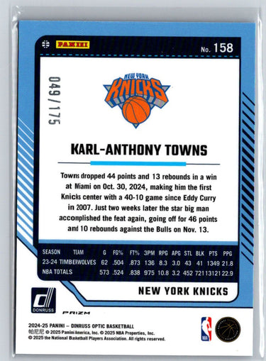 2024-25 Donruss Optic #158 Karl-Anthony Towns Hyper Blue #/175 E11