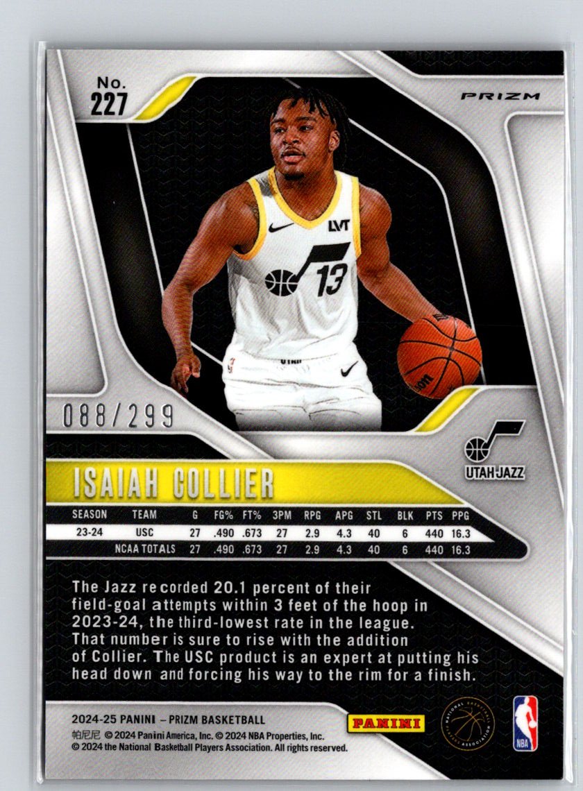 2024-25 Panini Prizm #227 Isaiah Collier Prizms Red Seismic #/299 E11