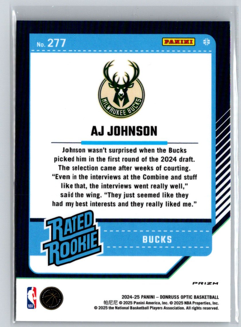 2024-25 Donruss Optic #277 AJ Johnson Fast Break Holo E11