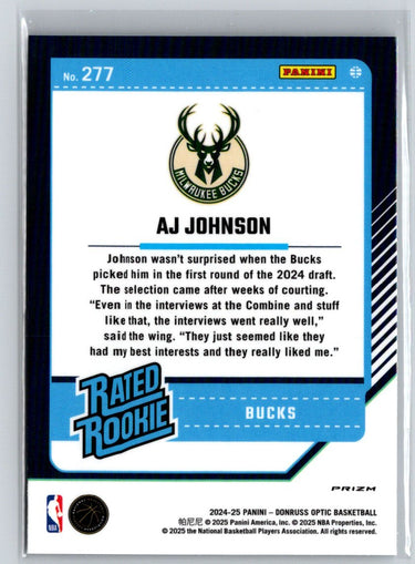 2024-25 Donruss Optic #277 AJ Johnson Fast Break Holo E11