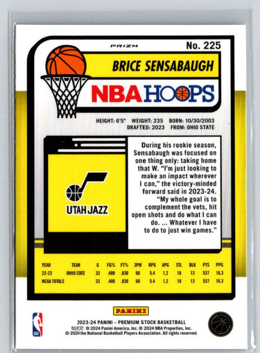 2023-24 Hoops Premium Stock #225 Brice Sensabaugh Ice Prizm E11