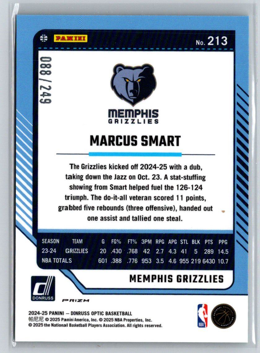 2024-25 Donruss Optic #213 Marcus Smart Hyper Green #/249 E11