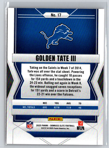 2025 Donruss Elite #17 Golden Tate III Status Metallic Orange #/849 E12