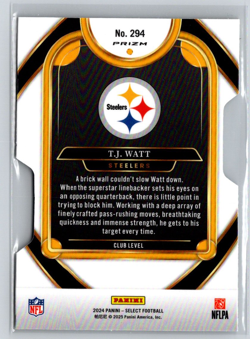 2024 Panini Select #294 T.J. Watt Silver Prizm Die Cut E12