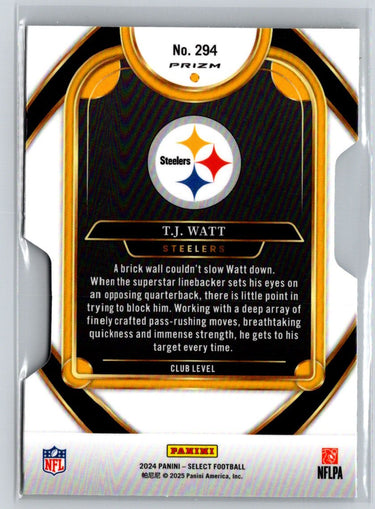 2024 Panini Select #294 T.J. Watt Silver Prizm Die Cut E12