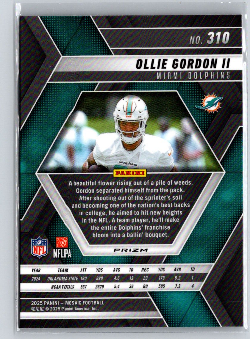 2025 Panini Mosaic #310 Ollie Gordon II Mosaic Red and White Stripe E12