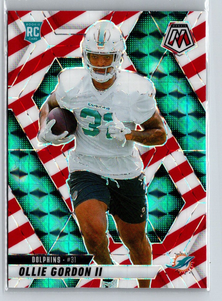 2025 Panini Mosaic #310 Ollie Gordon II Mosaic Red and White Stripe E12