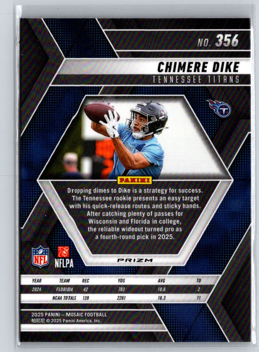 2025 Panini Mosaic #356 Chimere Dike Mosaic Red and White Stripe E12