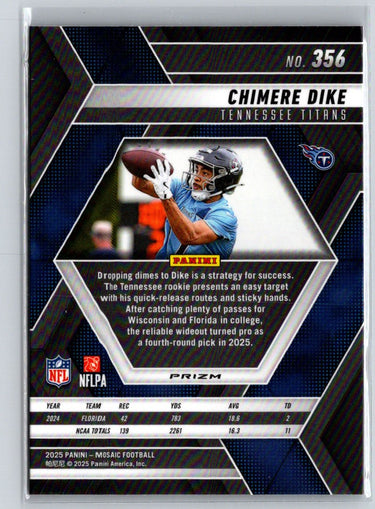 2025 Panini Mosaic #356 Chimere Dike Mosaic Red and White Stripe E12