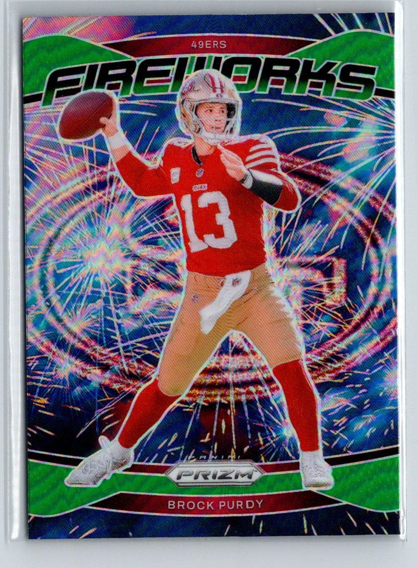 2024 Panini Prizm #2 Brock Purdy Fireworks Green Prizm E13