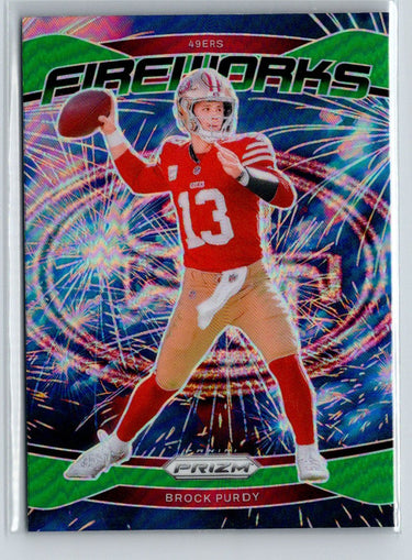 2024 Panini Prizm #2 Brock Purdy Fireworks Green Prizm E13