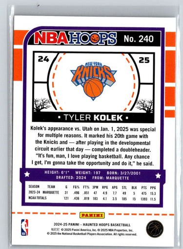 2024-25 Hoops Haunted Hoops #240 Tyler Kolek Orange E13