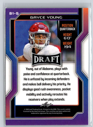 2023 Leaf Draft #B1-5 Bryce Young Base V1 E13