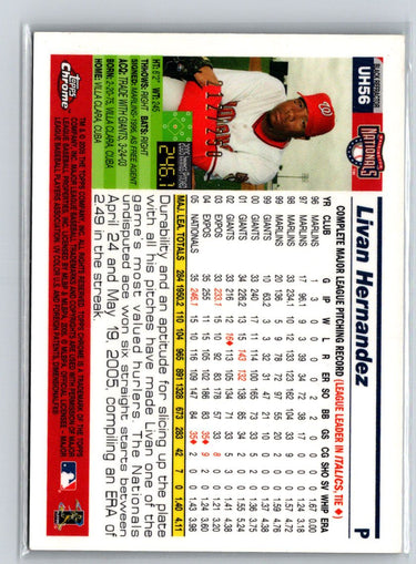 2005 Topps Chrome Update #UH56 Livan Hernandez Black Refractors #/250 E13