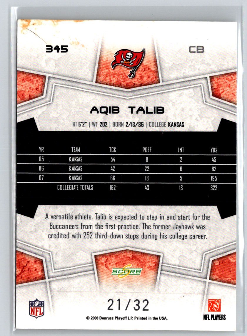 2008 Score #345 Aqib Talib E13