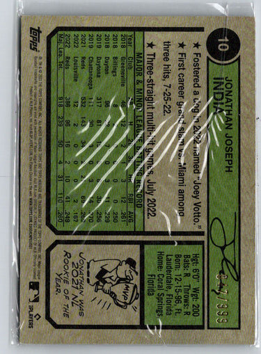 2023 Topps Heritage #10 Jonathan India Chrome #/999 E13