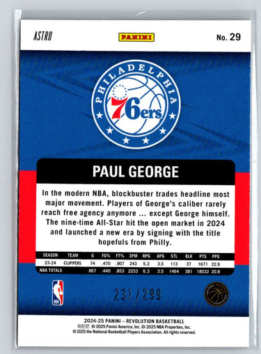 2024-25 Panini Revolution #29 Paul George Red Astro #/299 E14