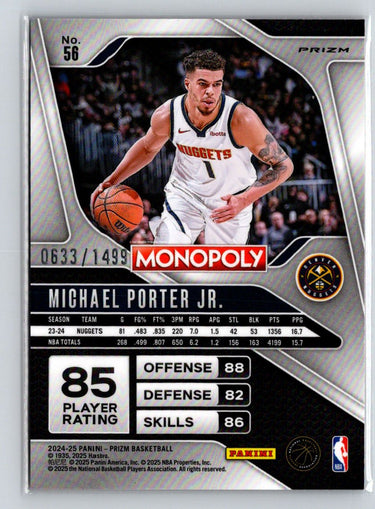 2024-25 Panini Prizm Monopoly #56 Michael Porter Jr. Millionaire Club #/1499 E14