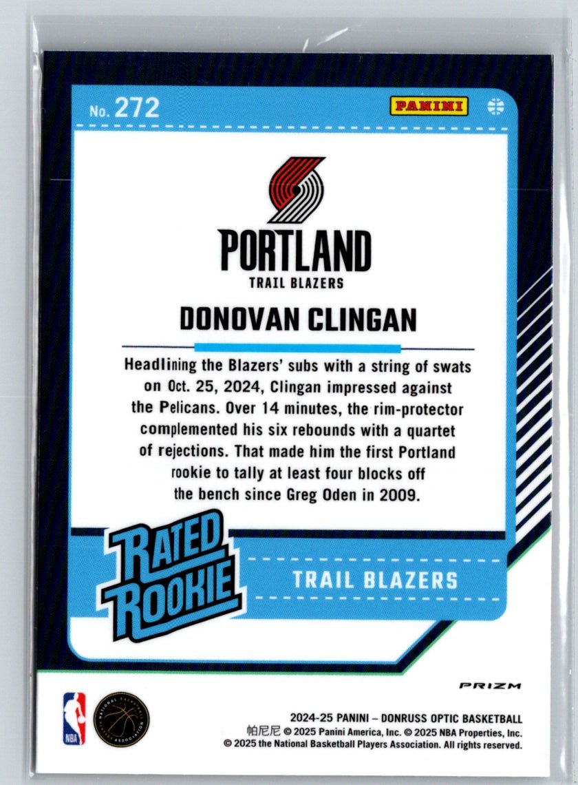 2024-25 Donruss Optic #272 Donovan Clingan Holo E14