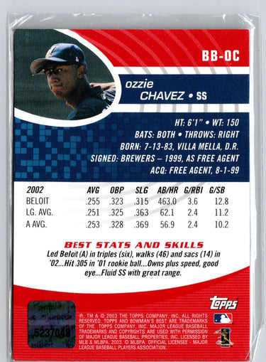 2003 Bowman's Best #BB-OC Ozzie Chavez Red E14 Auto Autograph