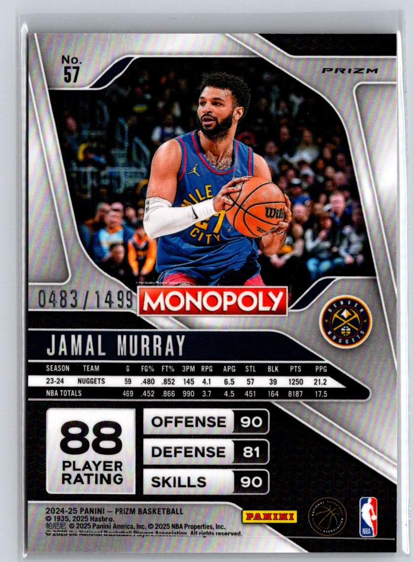2024-25 Panini Prizm Monopoly #57 Jamal Murray Millionaire Club #/1499 E14