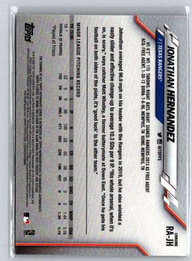 2020 Topps Chrome #RA-JH Jonathan Hernandez Rookie Autographs E15