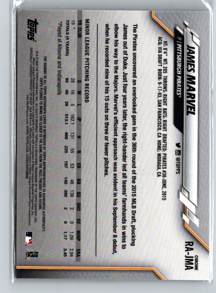 2020 Topps Chrome #RA-JMA James Marvel Rookie Autographs E15