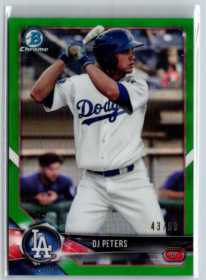 2018 Bowman #BCP31 DJ Peters Chrome Prospects Green Refractor #/99 E15