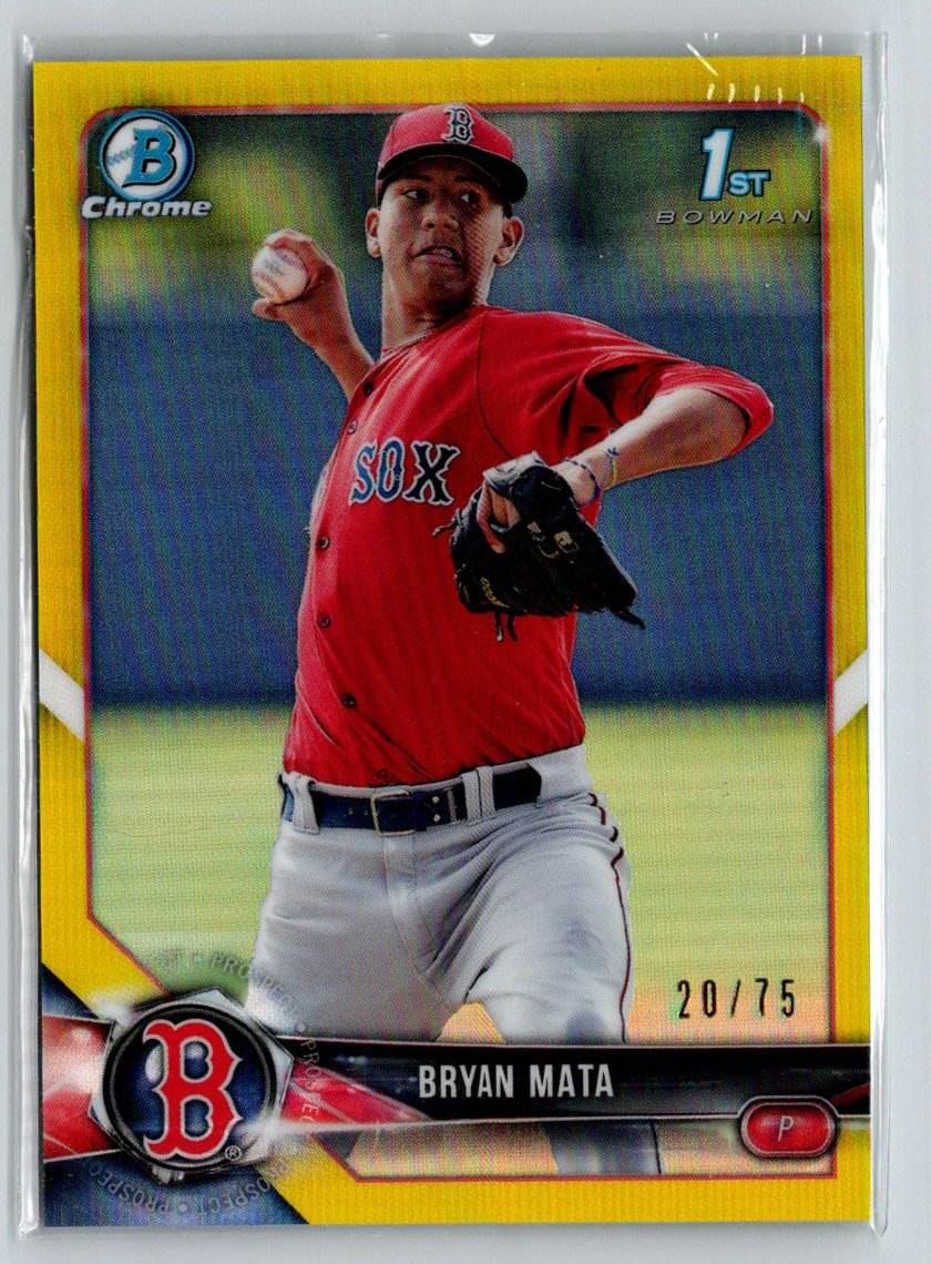 2018 Bowman #BCP2 Bryan Mata Chrome Prospects Yellow Refractor E15
