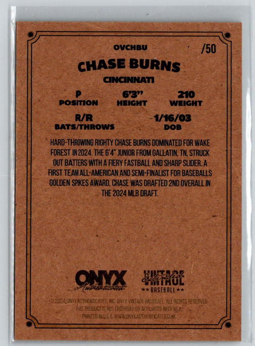 2024 Onyx Vintage Extended #OVCHBU Chase Burns Green /50 E15