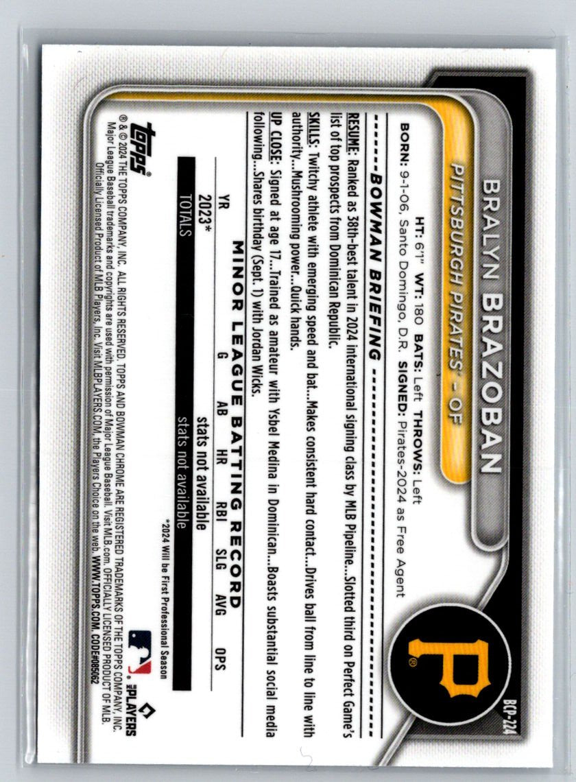 2024 Bowman Chrome Sapphire Bralyn Brazoban RC E15