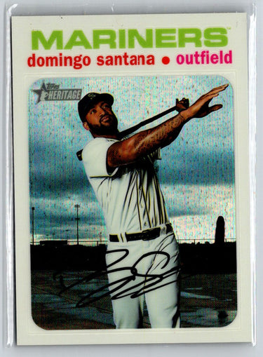 2020 Topps Heritage Domingo Santana Chrome Exclusives White Refractor #/71 E15