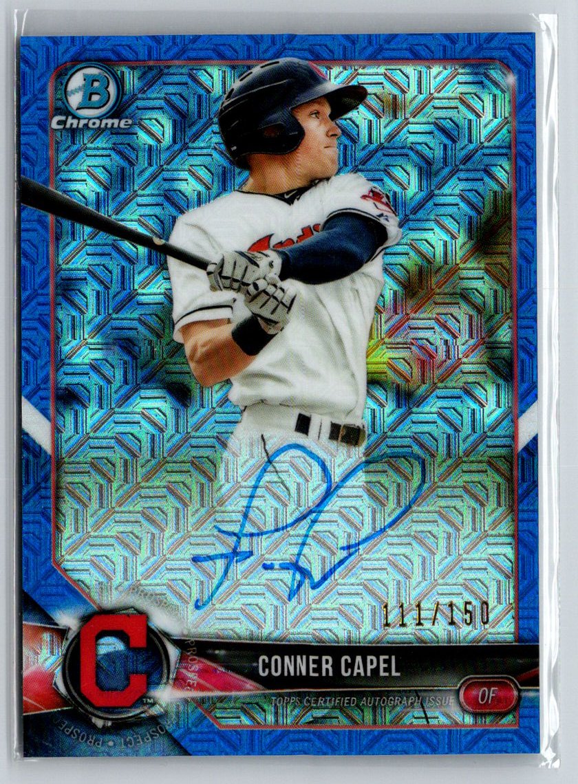 2018 Bowman Chrome Conner Capel Autographs Blue Mojo Refractor #/150 E16