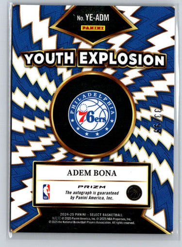 2024-25 Select #YE-ADM Adem Bona Youth Explosion Auto Red Flash Prizms #/99 E17